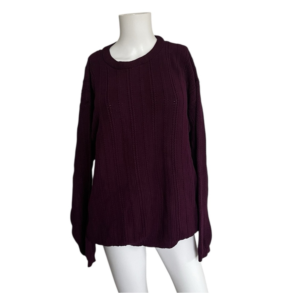 Vintage Eddie Bauer Purple Knit Sweater Cotton Oversized Mens Size Small S
